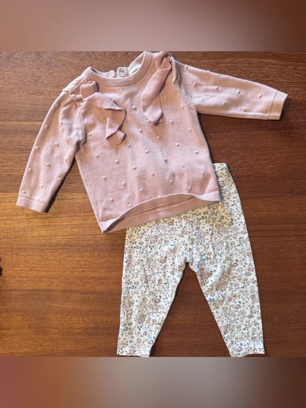 Pink Knit Sweater & Floral Legging Kids Matching Set